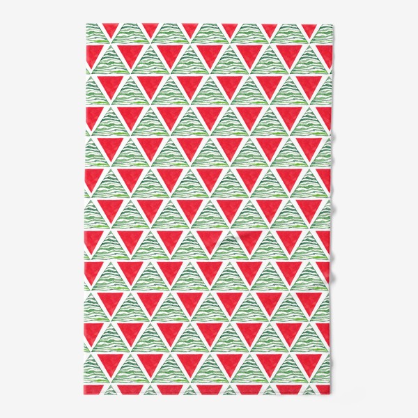 Полотенце «Новогодний абстрактный паттерн Красные и зеленые треугольники»