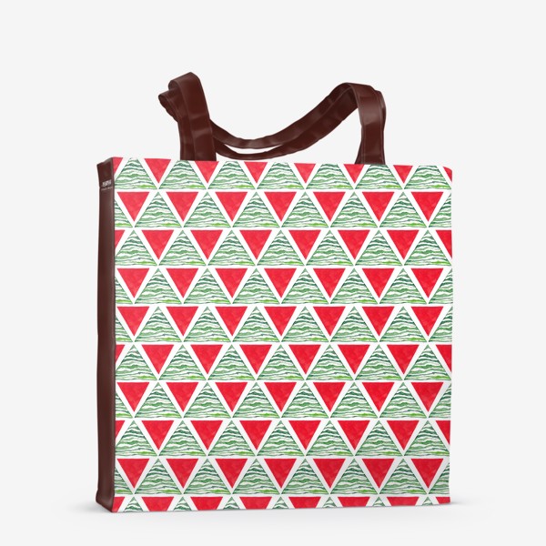 Сумка-шоппер «Новогодний абстрактный паттерн Красные и зеленые треугольники»