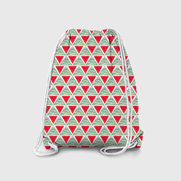 Рюкзак «Новогодний абстрактный паттерн Красные и зеленые треугольники»