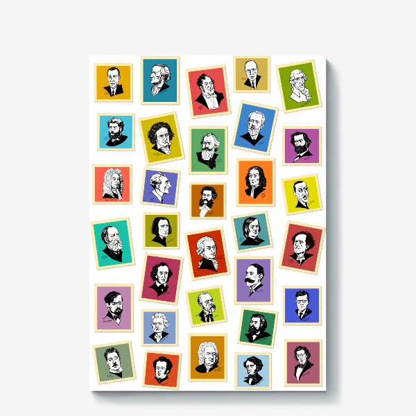 Холст «32 великих композитора, графические портреты»