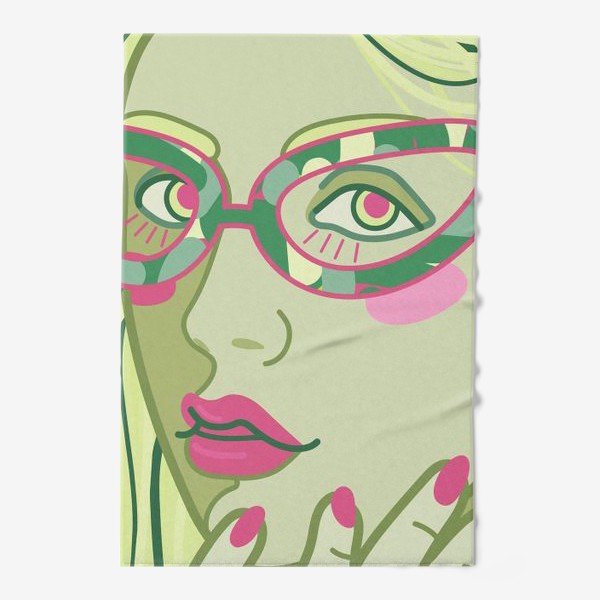 Полотенце «арт портрет с женским лицом в винтажных очках»