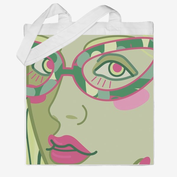 Сумка хб «арт портрет с женским лицом в винтажных очках»