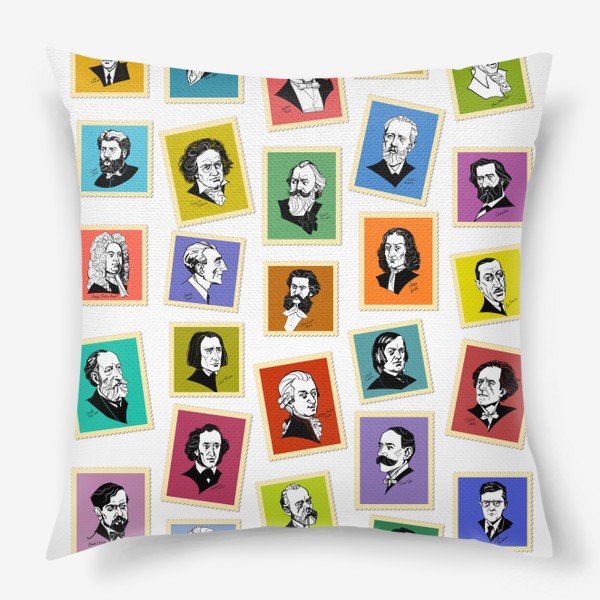 Подушка «32 великих композитора, графические портреты»