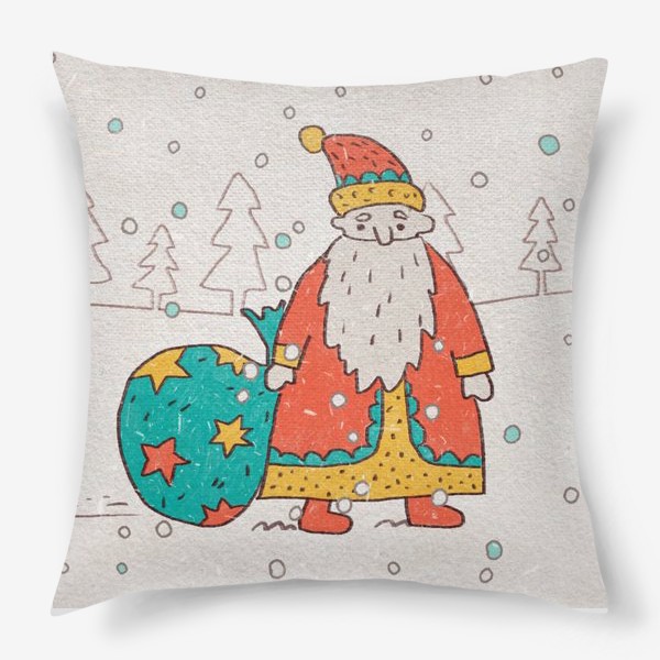 Подушка «Дед Мороз с мешком подарков»
