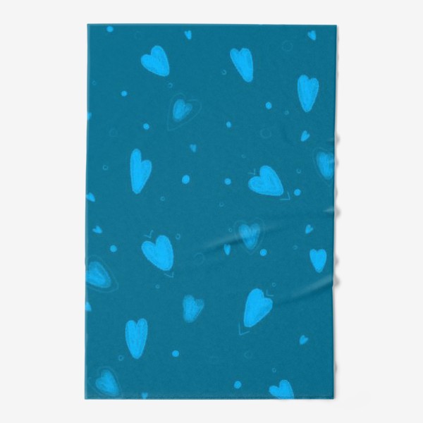 Полотенце «голубые сердечки на синем фоне паттерн на день святого валентина»