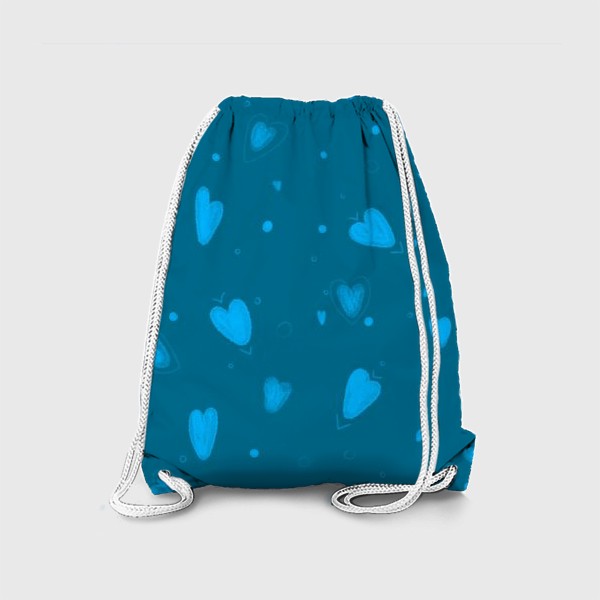 Рюкзак «голубые сердечки на синем фоне паттерн на день святого валентина»