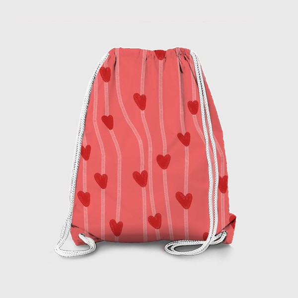 Рюкзак «красные сердечки и полосочки на день всех влюбленных»