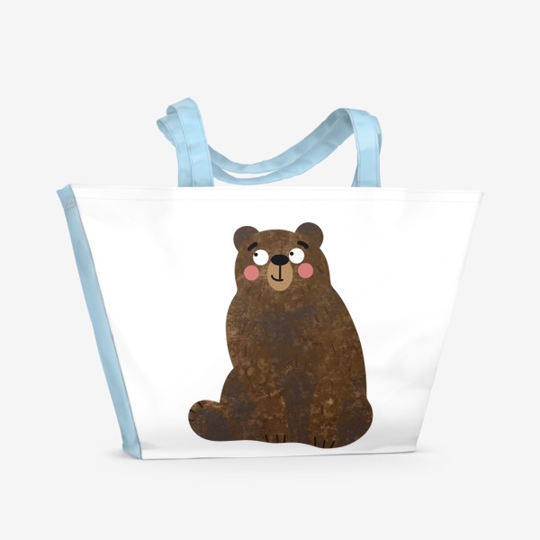 Пляжная сумка «Милый Медведь. Коричневый мишка. Сидящий медвежонок»