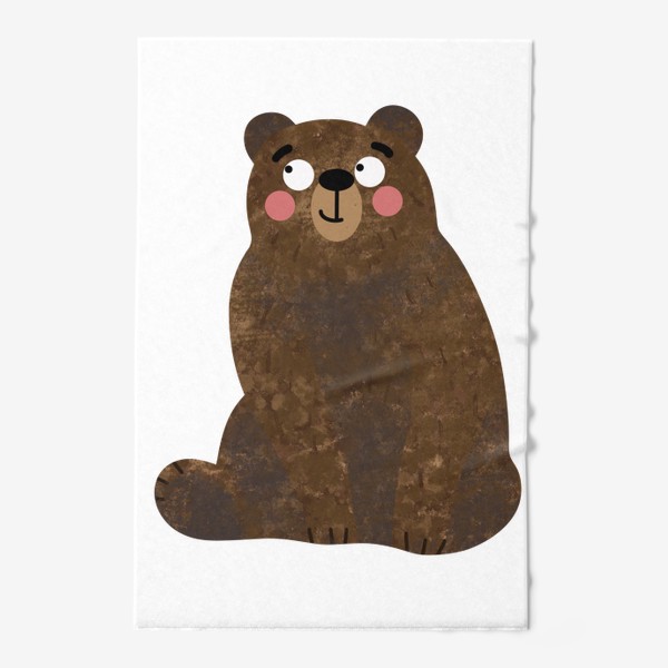 Полотенце «Милый Медведь. Коричневый мишка. Сидящий медвежонок»
