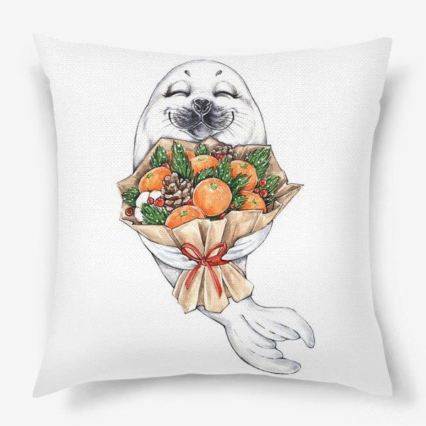 Подушка «Тюлень с мандаринами»