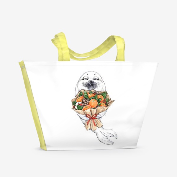 Пляжная сумка «Тюлень с мандаринами»