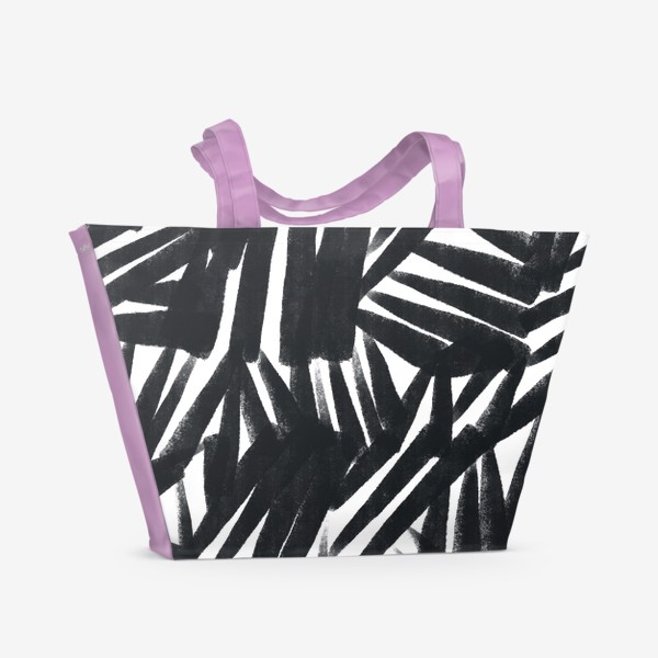 Пляжная сумка «Черно-белый абстрактный паттерн / Black and white abstract pattern»