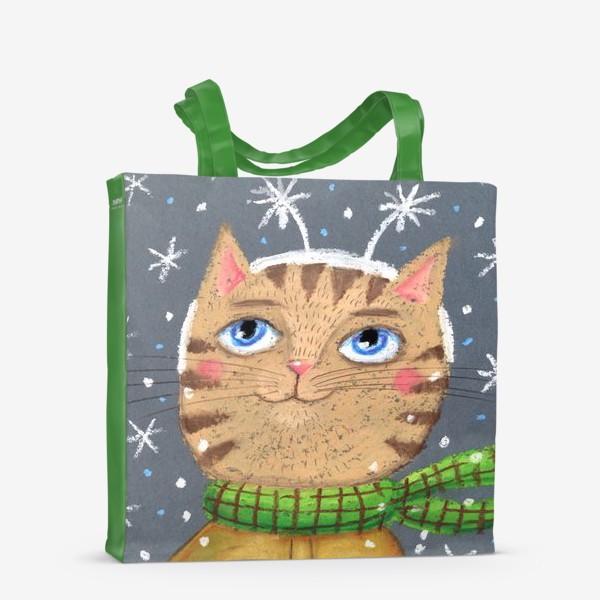 Сумка-шоппер «Кот и снежинки»