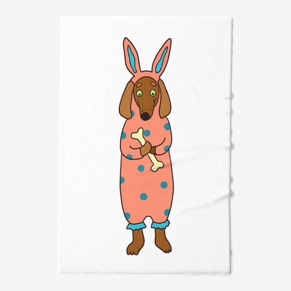 Полотенце «Пес в комбинезоне с ушами кролика»