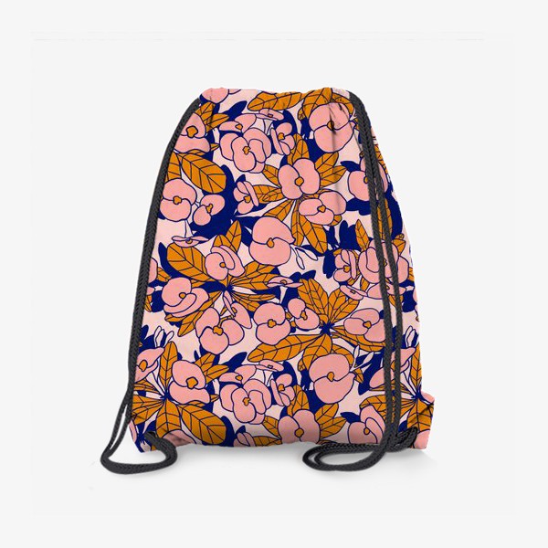 Рюкзак «Розовые цветы с оранжевыми листьями»
