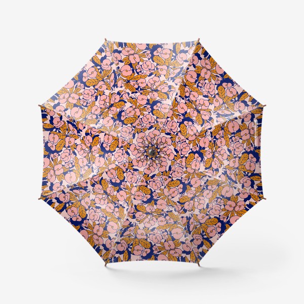 Зонт «Розовые цветы с оранжевыми листьями»