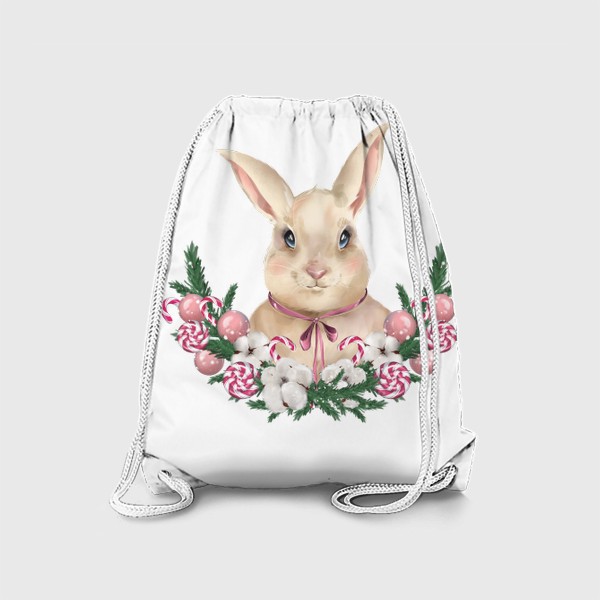 Рюкзак «Милый кролик с новогодними украшениями»
