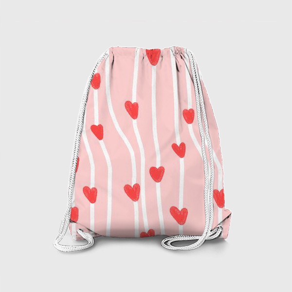 Рюкзак «Паттерн с красными сердечками на день святого валентина»