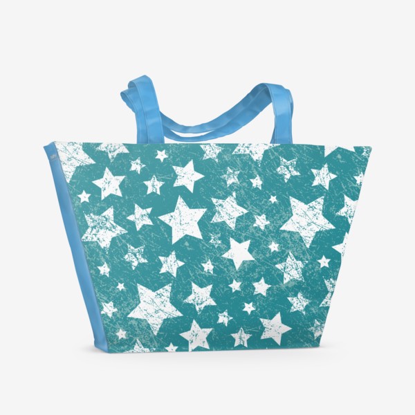 Пляжная сумка «Лазурный космос с потёртыми звёздами»