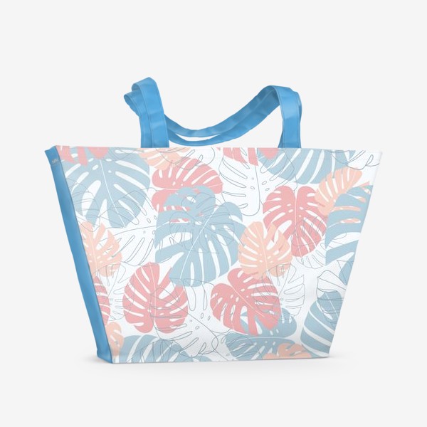 Пляжная сумка «Паттерн из листьев монстеры, тропические мотивы.»