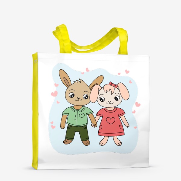 Сумка-шоппер «Милые зайчики. Парочка кроликов. Любовь. День Святого Валентина»