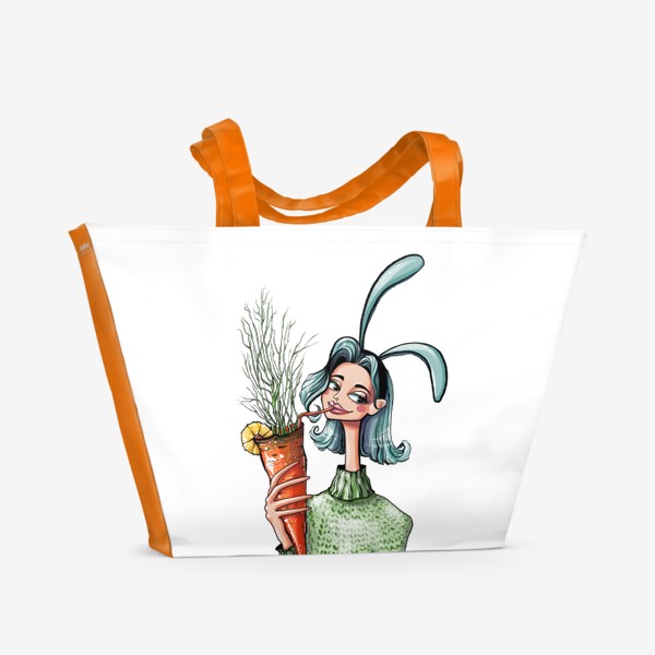 Пляжная сумка «Зая любит морковный фреш»