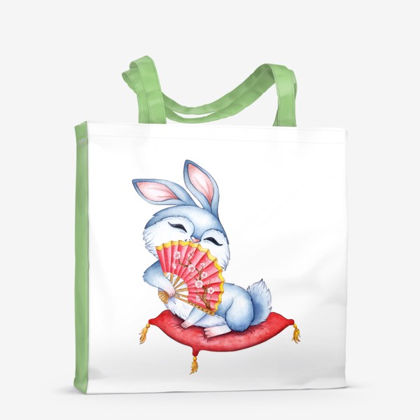 Сумка-шоппер «Кролик на подушечке с веером  / Милый зайчик »