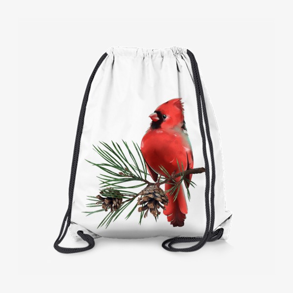 Рюкзак «Птица Красный кардинал на сосновой ветке с шишками»