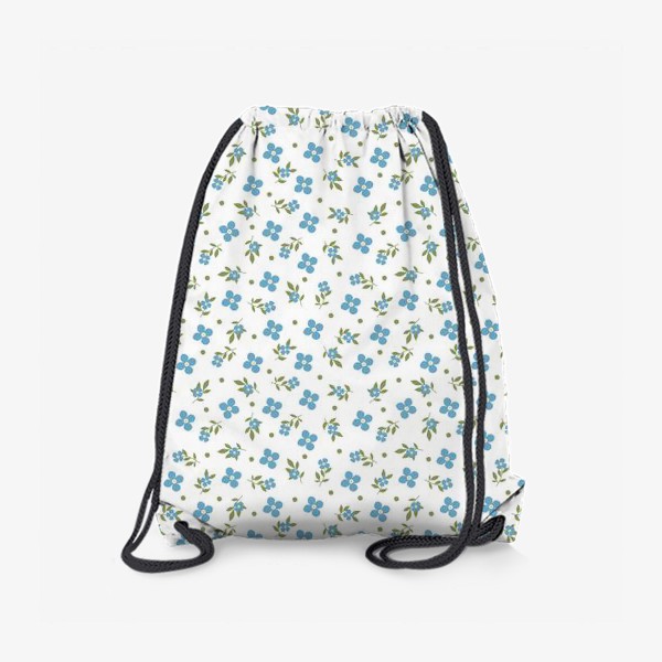 Рюкзак «Мелкие голубые цветы. Цветочный принт. Весенний, летний, нежный принт»