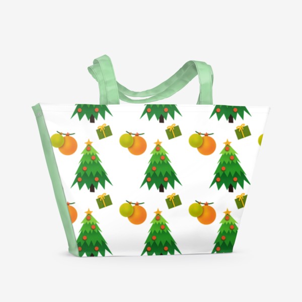 Пляжная сумка «Новогодние ёлки и подарки»