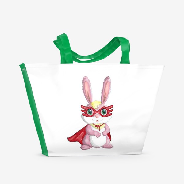 Пляжная сумка «Символ 2023 Нового года, кролик супер-герой»
