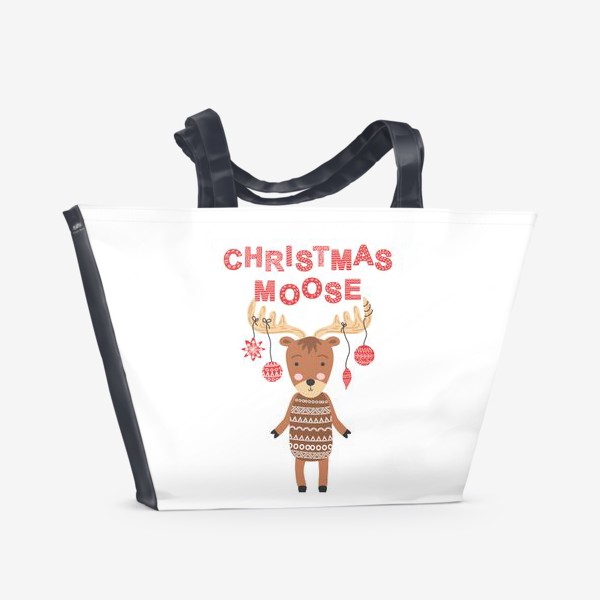 Пляжная сумка «Новогодний лось в скандинавском стиле»