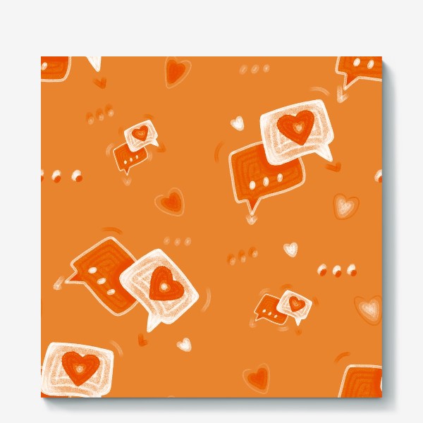 Холст «любовные сообщения, оранжевый паттерн на день святого валентина»
