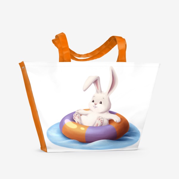 Пляжная сумка «Кролик в надувном круге»
