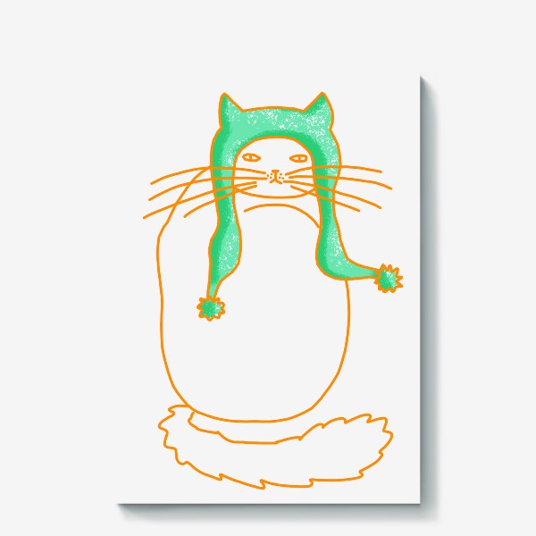 Холст «Кот в зеленой шапке»