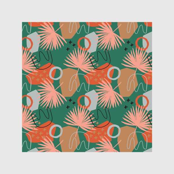 Шторы «Геометричекие формы и листья пальмы»