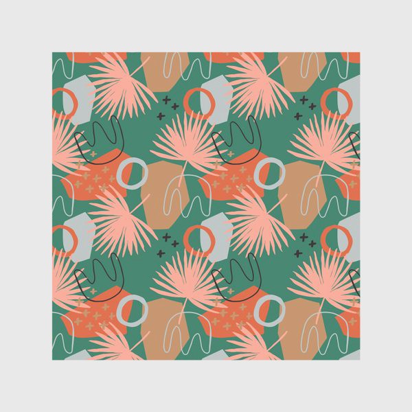 Скатерть «Геометричекие формы и листья пальмы»