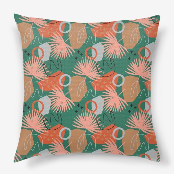 Подушка «Геометричекие формы и листья пальмы»