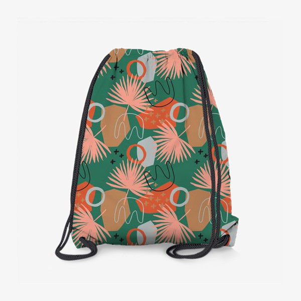 Рюкзак «Геометричекие формы и листья пальмы»