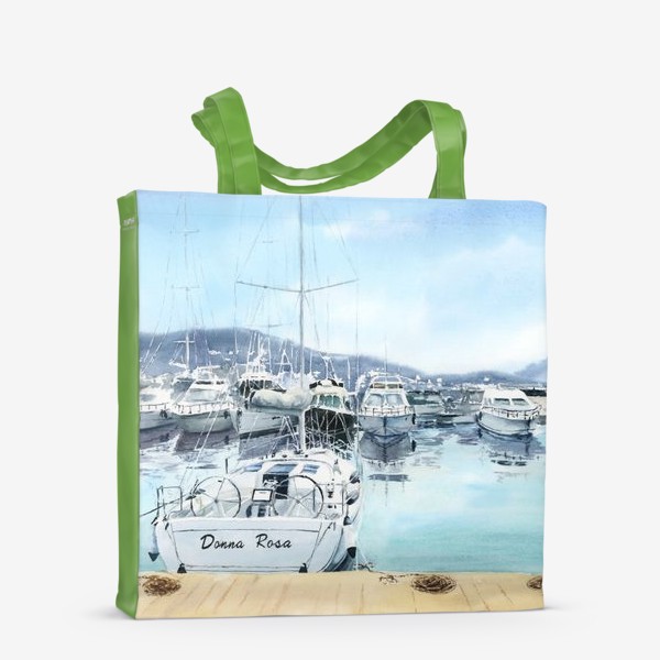 Сумка-шоппер «Пейзаж с яхтами в море. Черногория»