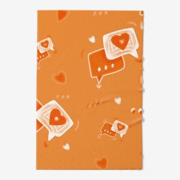 Полотенце «любовные сообщения, оранжевый паттерн на день святого валентина»
