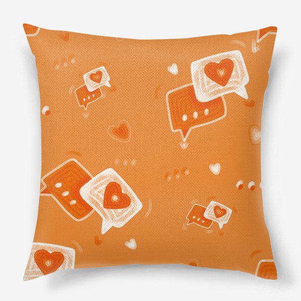 Подушка «любовные сообщения, оранжевый паттерн на день святого валентина»