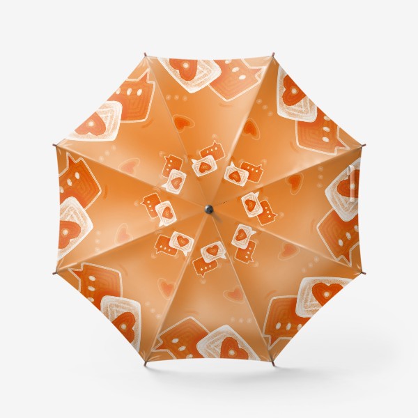 Зонт «любовные сообщения, оранжевый паттерн на день святого валентина»