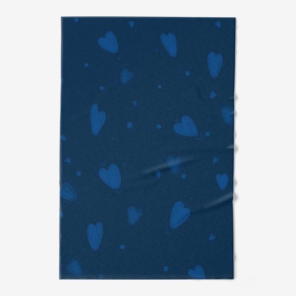 Полотенце «темно-синий паттерн с сердечками на день святого валентина»