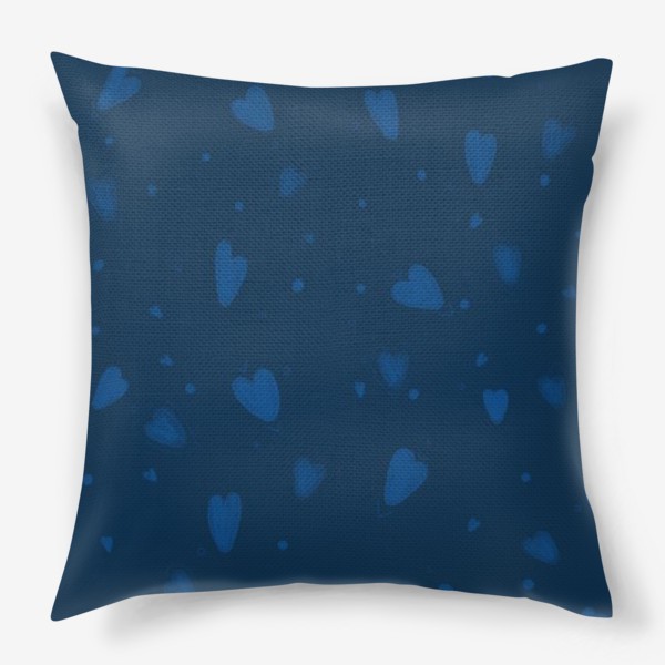 Подушка «темно-синий паттерн с сердечками на день святого валентина»