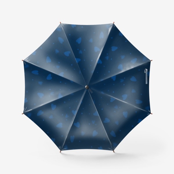 Зонт «темно-синий паттерн с сердечками на день святого валентина»