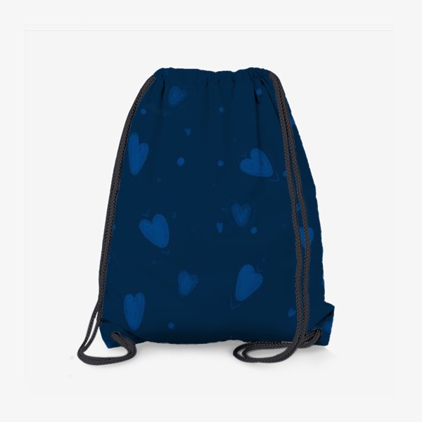 Рюкзак «темно-синий паттерн с сердечками на день святого валентина»