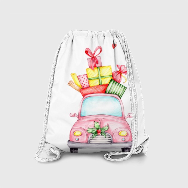 Рюкзак «Розовая машина с подарками. Новый год!»