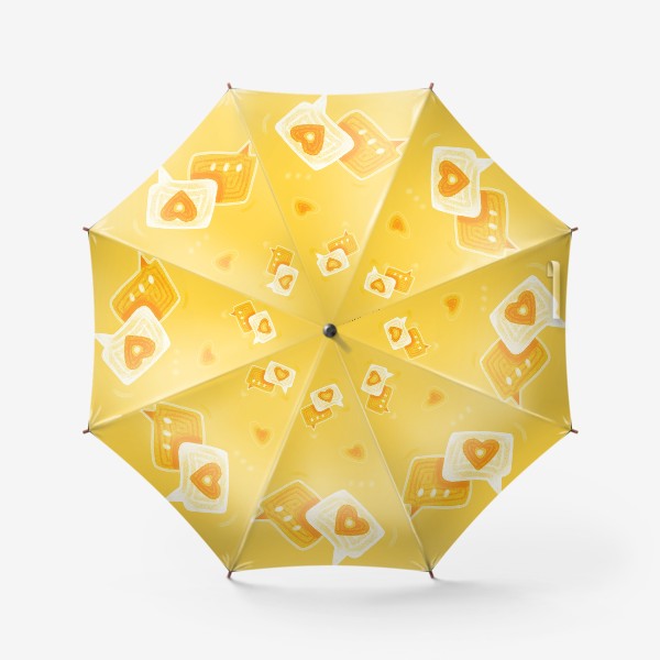 Зонт «любовные сообщения, жёлтый паттерн на день святого валентина»
