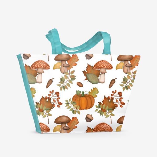 Пляжная сумка «Осенний лесной бесшовный паттерн»
